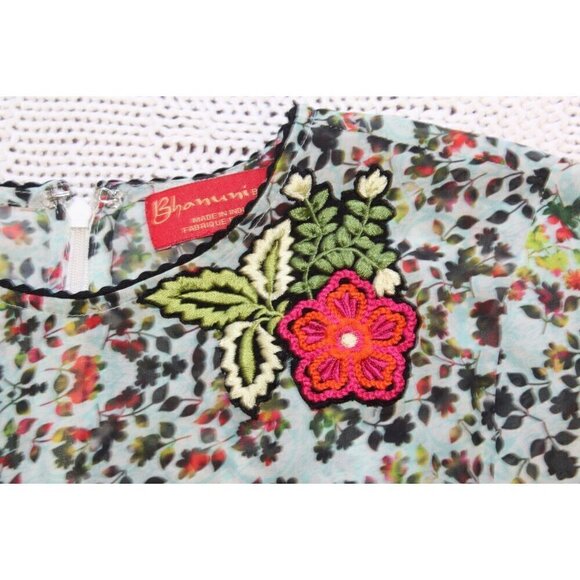 Bhanuni by Jyoti Libra Embroidered Tunic Mini Dress Size M Floral Anthropologie - Picture 9 of 13